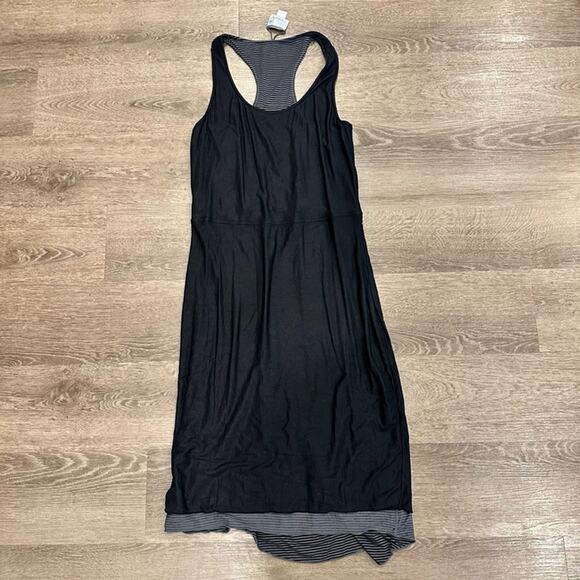 Athleta Bellisima Reversible Dress‎ Sz Small Jersey Knit Striped Black Racerback - Picture 8 of 10